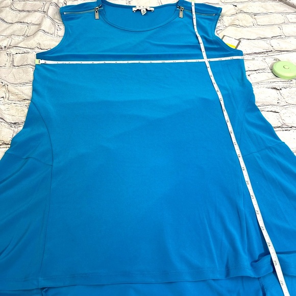 Chaus New York‎ Zip Shoulder Capri Blue Tunic Tank Top – Size M NWT - Picture 6 of 10